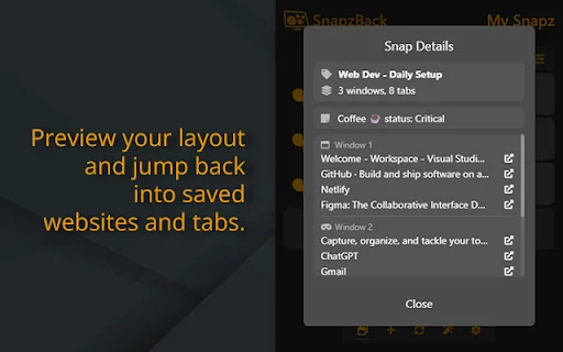 SnapzBack: Kelola Layout Tab Chrome Anda dengan Mudah & Efisien description image 4