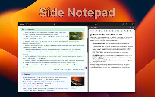 Side Notepad: Catatan Cepat di Browser – Unduh Gratis Terbaru description image 1