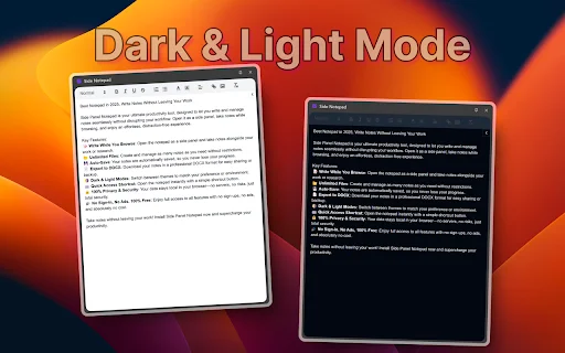 Side Notepad: Catatan Cepat di Browser – Unduh Gratis Terbaru description image 2