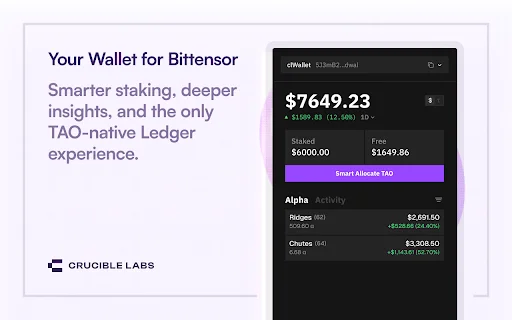 Download Crucible Wallet Terbaru – Kelola Staking TAO Lebih Cerdas description image 1