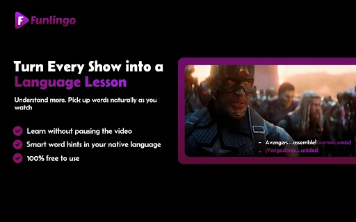 Funlingo: Belajar Bahasa via Netflix & YouTube – Unduh Sekarang description image 1